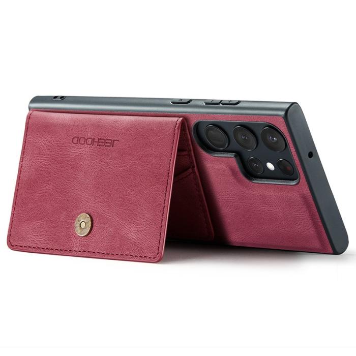 JEEHOOD - JEEHOOD Samsung Galaxy S23 Ultra Fodral Konstläder Plast - Röd