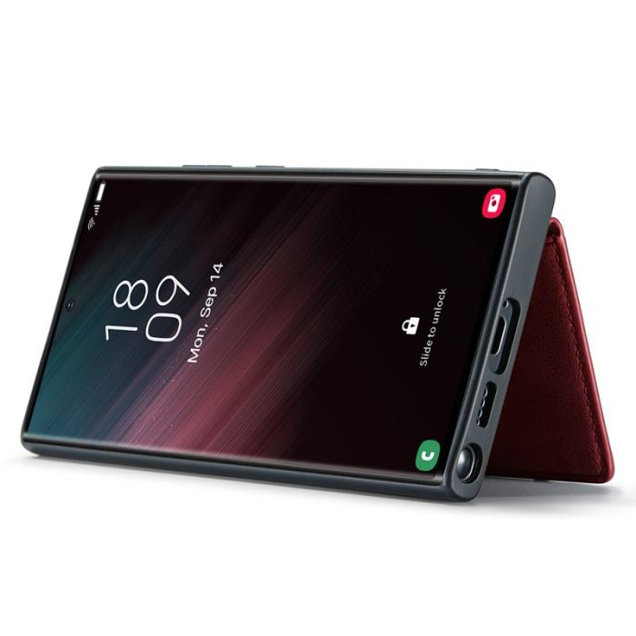 JEEHOOD - JEEHOOD Samsung Galaxy S23 Ultra Fodral Konstläder Plast - Röd