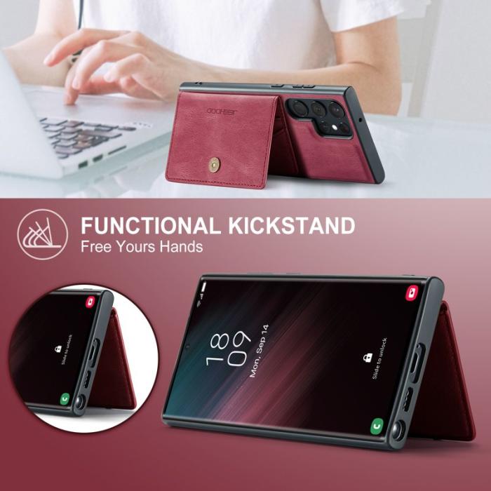 JEEHOOD - JEEHOOD Samsung Galaxy S23 Ultra Fodral Konstläder Plast - Röd