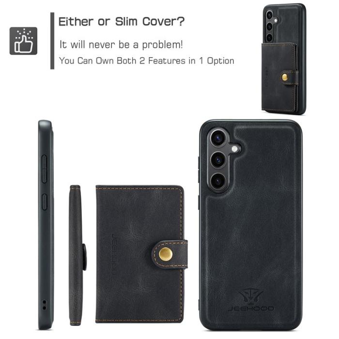 JEEHOOD - JEEHOOD Samsung Galaxy S24+ Fodral Läder Coated - Svart