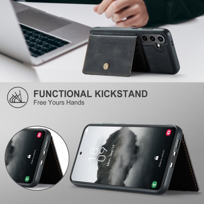 JEEHOOD - JEEHOOD Samsung Galaxy S24 Skal Fodral Läder Plast - Svart