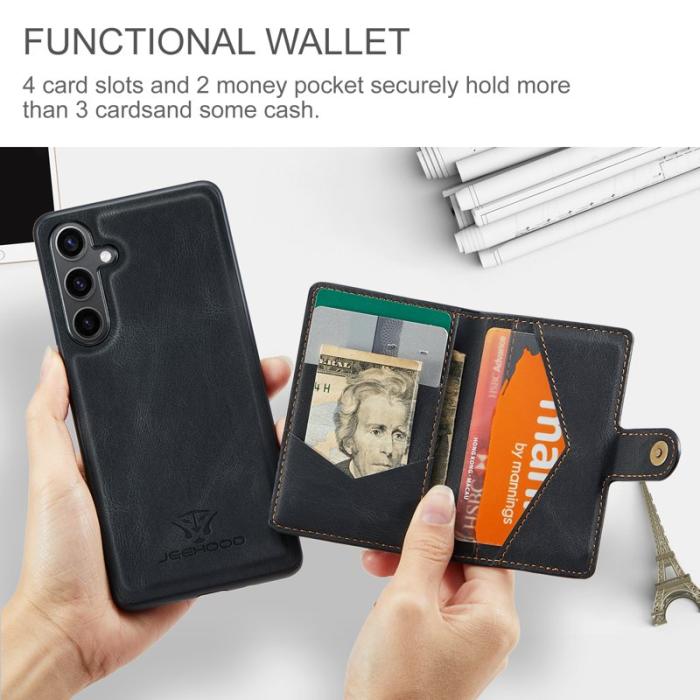JEEHOOD - JEEHOOD Samsung Galaxy S24 Skal Fodral Läder Plast - Svart