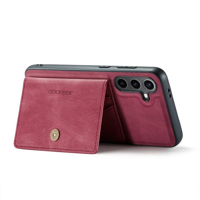 JEEHOOD - JEEHOOD Samsung Galaxy S24 Skal Fodral Läder Plast Retro - Röd