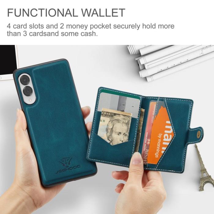 JEEHOOD - JEEHOOD Samsung Galaxy S25 Edge Fodral KonstLäder - Blå