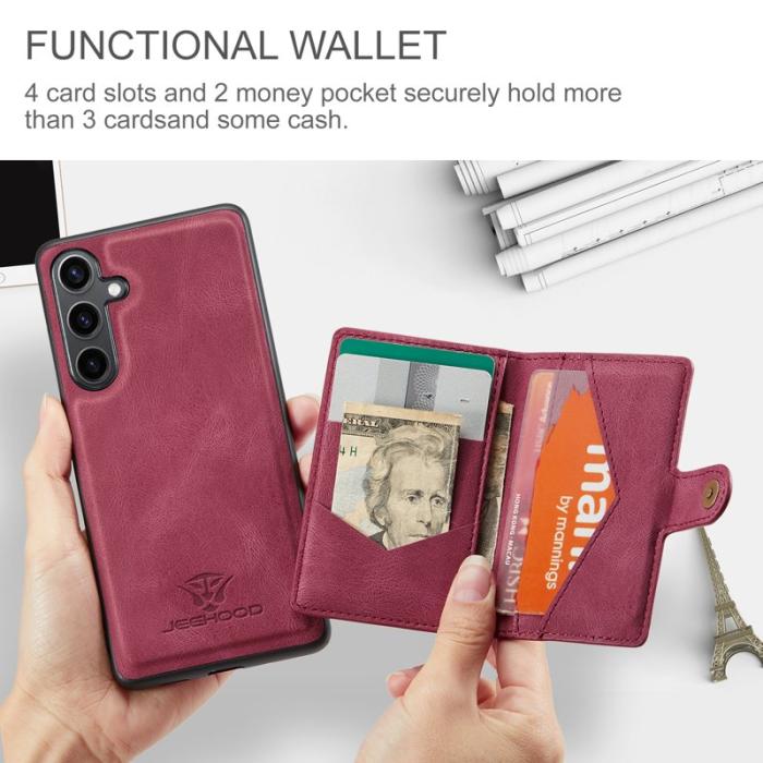 JEEHOOD - JEEHOOD Samsung Galaxy S25+ Fodral KonstLäder - Röd