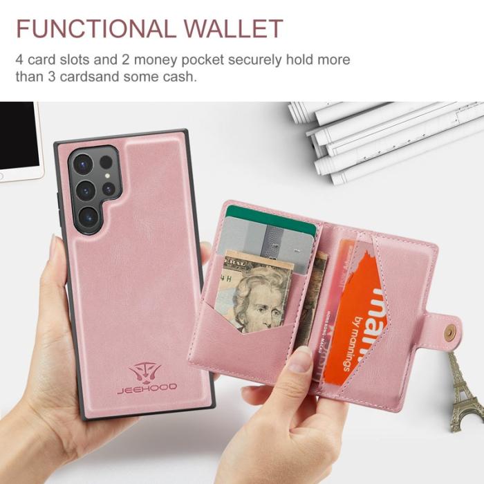 JEEHOOD - JEEHOOD Samsung Galaxy S25 Ultra Fodral KonstLäder - Rosa