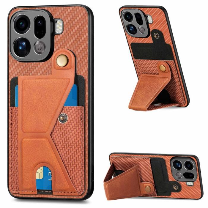 OEM - K-Shaped Oppo Find X9 Pro 5G Fodral Äkta Läder - Brun