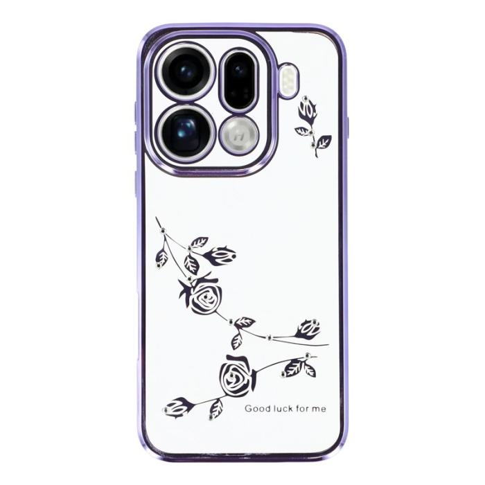 KADEM - KADEM Mobilskal till Oppo Find X9 Pro 5G Plast Blommor Rhinestone - Lila