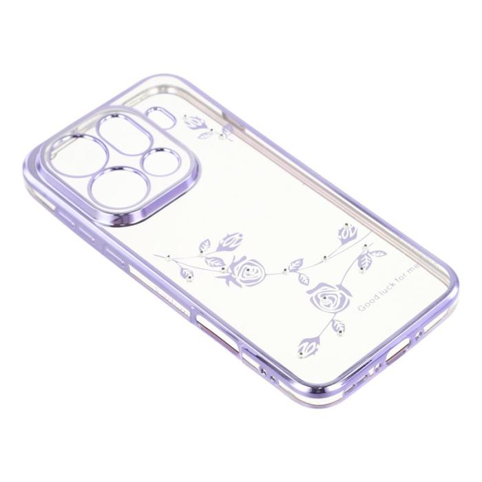 KADEM - KADEM Mobilskal till Oppo Find X9 Pro 5G Plast Blommor Rhinestone - Lila