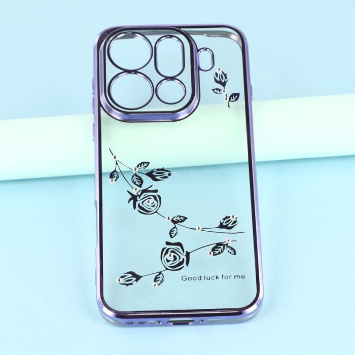 KADEM - KADEM Mobilskal till Oppo Find X9 Pro 5G Plast Blommor Rhinestone - Lila