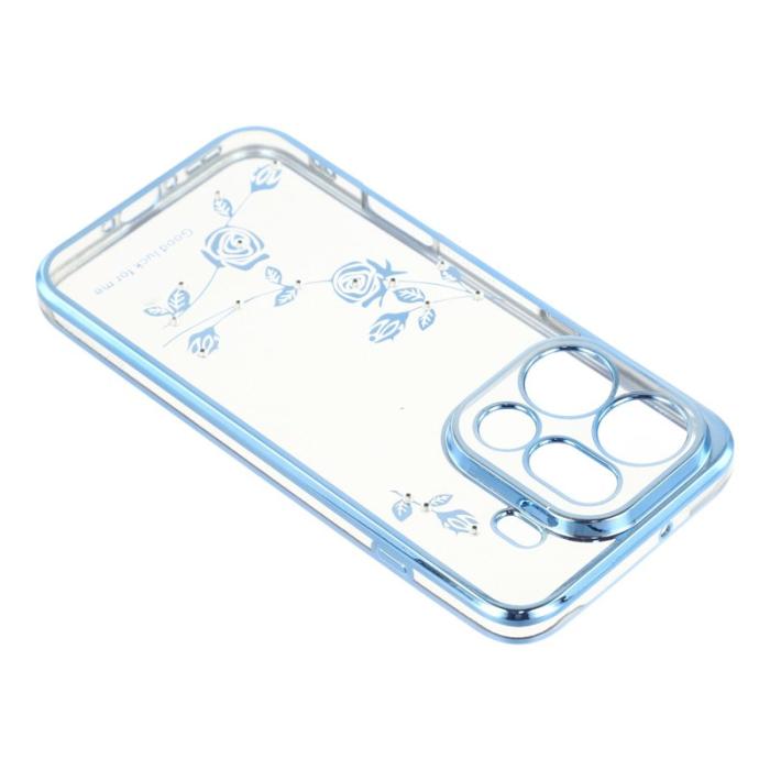 KADEM - KADEM Mobilskal till Oppo Find X9 Pro 5G Plast Blommor Rhinestones - Blå