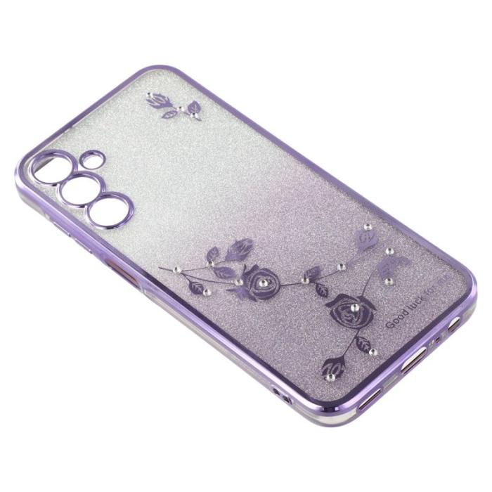 KADEM - KADEM Samsung Galaxy A35 5G Skal Blommönster Ring Ställ TPU - Lila