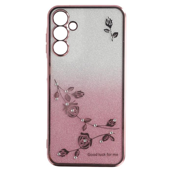 KADEM - KADEM Samsung Galaxy A35 5G Skal Blommönster Ring Ställ TPU - Roséguld