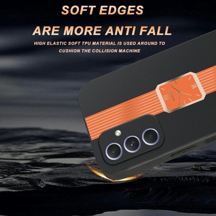 KADEM - KADEM Samsung Galaxy A55 5G Skal PU Läder Anti-Scratch - Orange