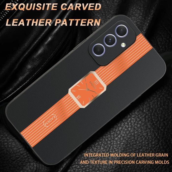 KADEM - KADEM Samsung Galaxy A55 5G Skal PU Läder Anti-Scratch - Orange
