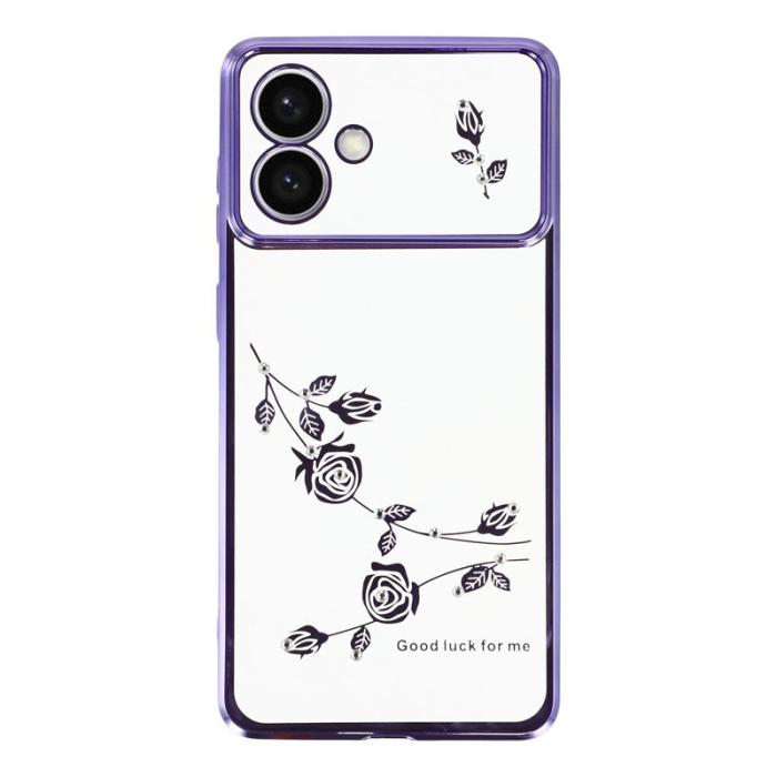 KADEM - KADEM Samsung Galaxy S26 Edge Mobilskal Blommor Rhinsten TPU - Lila