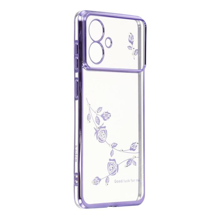 KADEM - KADEM Samsung Galaxy S26 Edge Mobilskal Blommor Rhinsten TPU - Lila