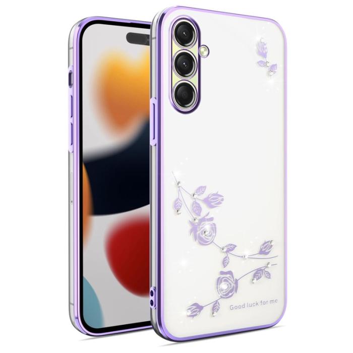 KADEM - KADEM Samsung Galaxy S26 / S26 Pro Skal Blommor Rhinsten TPU - Lila