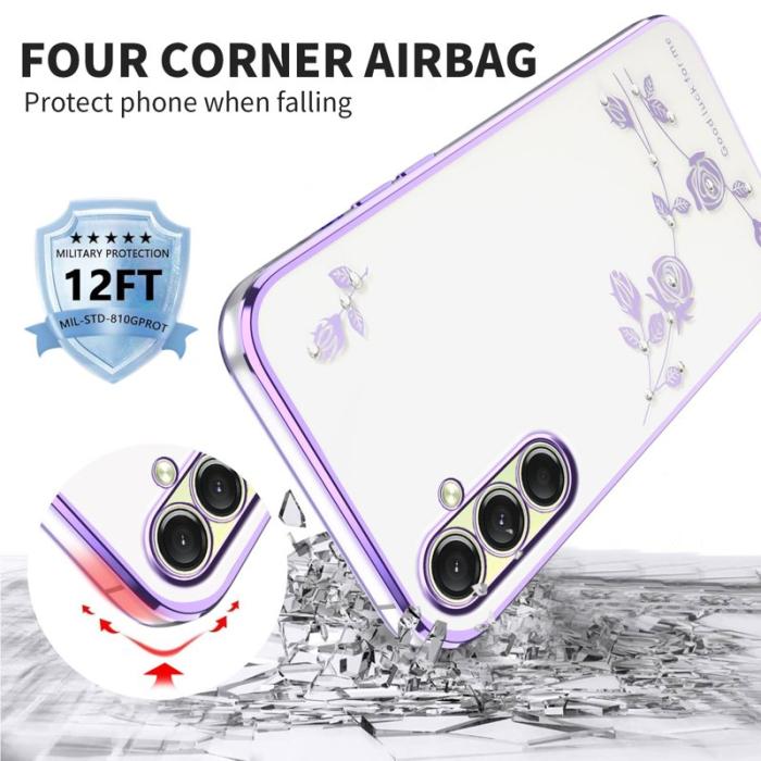 KADEM - KADEM Samsung Galaxy S26 / S26 Pro Skal Blommor Rhinsten TPU - Lila