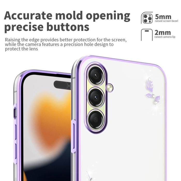 KADEM - KADEM Samsung Galaxy S26 / S26 Pro Skal Blommor Rhinsten TPU - Lila