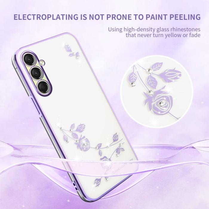 KADEM - KADEM Samsung Galaxy S26 / S26 Pro Skal Blommor Rhinsten TPU - Lila