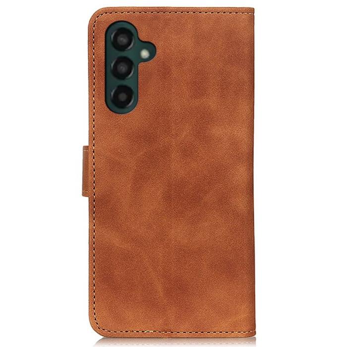 KHAZNEH - KHAZNEH Samsung Galaxy A35 5G Fodral Äkta Läder Retro - Brun