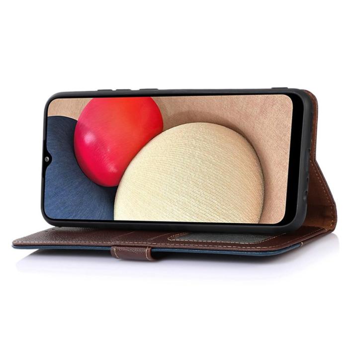 KHAZNEH - KHAZNEH Samsung Galaxy A55 5G Flip Skal PU Läder RFID Skydd - Brun