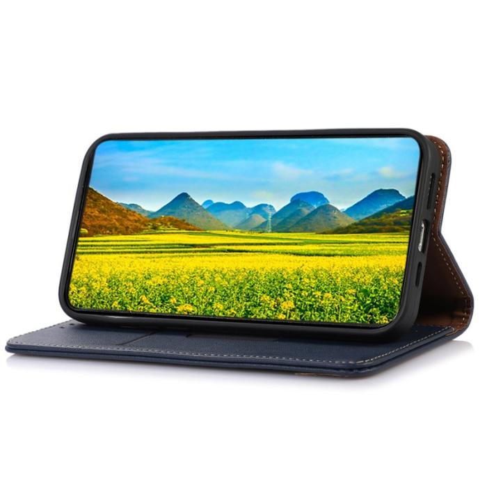 KHAZNEH - KHAZNEH Samsung Galaxy S26 / S26 Pro Fodral Äkta Läder - Blå