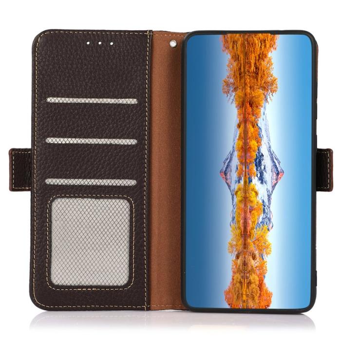 KHAZNEH - KHAZNEH Samsung Galaxy S26 / S26 Pro Skal Äkta Läder RFID Skydd - Brun