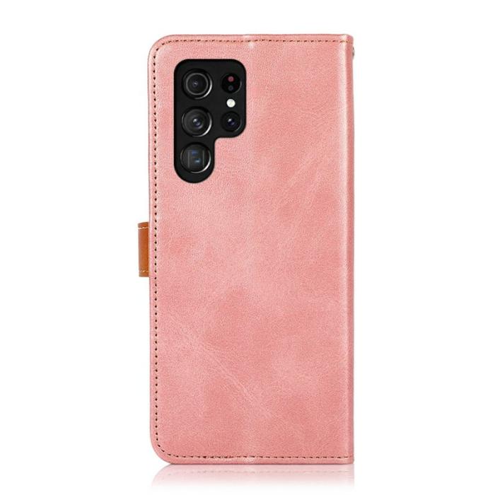 KHAZNEH - KHAZNEH Samsung Galaxy S26 Ultra Fodral Äkta Läder Flip Cover - Roséguld