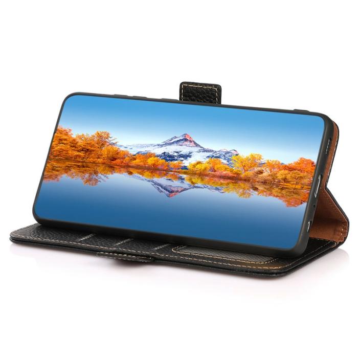 KHAZNEH - KHAZNEH Samsung Galaxy S26 Ultra Plånboksfodral Äkta Läder RFID Skydd - Svart