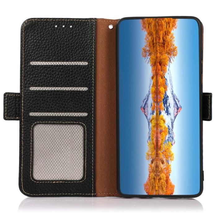 KHAZNEH - KHAZNEH Samsung Galaxy S26 Ultra Plånboksfodral Äkta Läder RFID Skydd - Svart