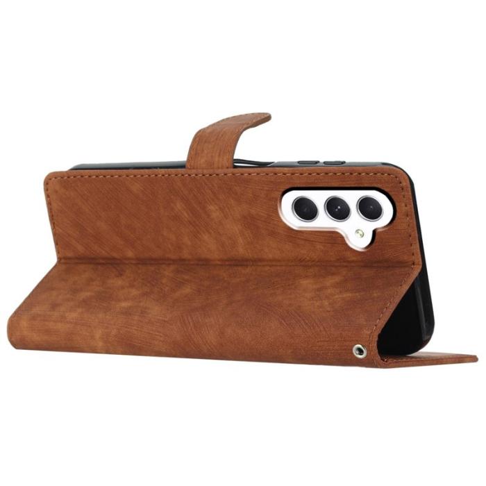 OEM - Läder för Samsung Galaxy A55 5G Mobilskal Solid Färg Ställ - Brun