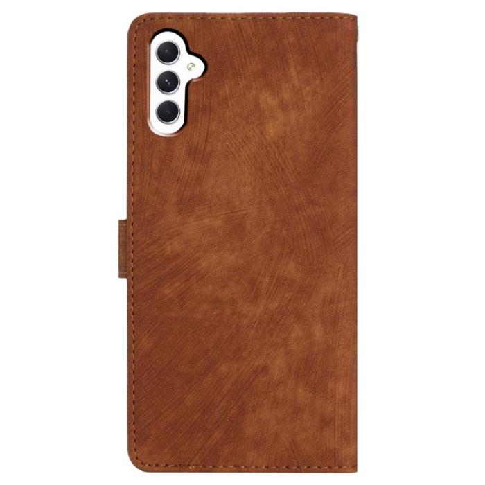 OEM - Läder för Samsung Galaxy A55 5G Mobilskal Solid Färg Ställ - Brun