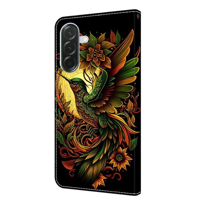 OEM - Lark Samsung Galaxy A37 Fodral Äkta Läder Mönstertryck - Vit