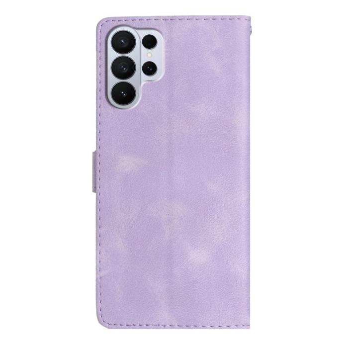 OEM - LEATHER Samsung Galaxy S26 Ultra Fodral Äkta Läder Blommönster - Lila