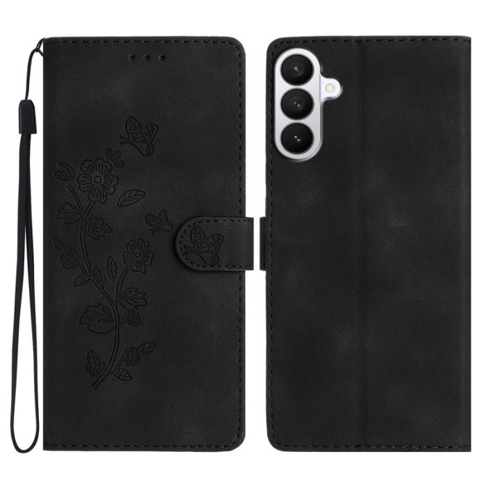 OEM - Leatherfodral för Samsung Galaxy S26 Pro Blommönster - Svart