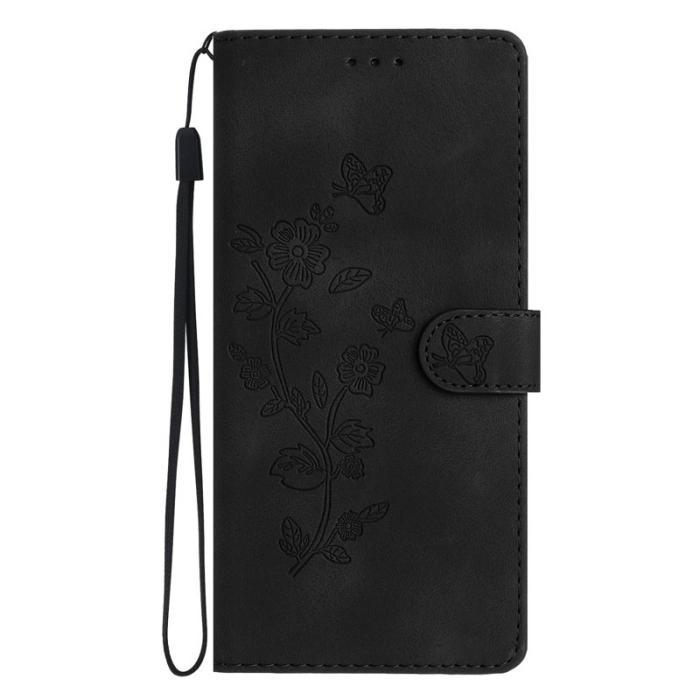 OEM - Leatherfodral för Samsung Galaxy S26 Pro Blommönster - Svart