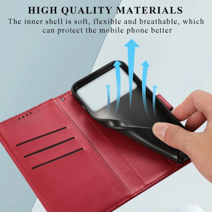 OEM - Line Samsung Galaxy S26 Edge Plånboksfodral Imprint Konstläder - Röd