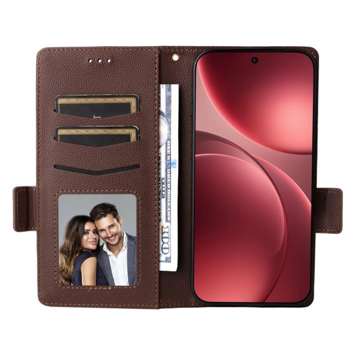 OEM - Litchi Oppo Find X9 Pro 5G Fodral Äkta Läder - Brun