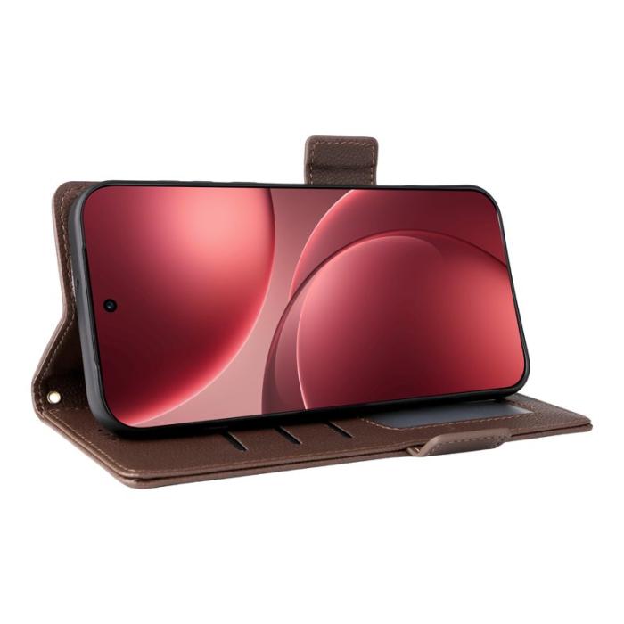 OEM - Litchi Oppo Find X9 Pro 5G Fodral Äkta Läder - Brun