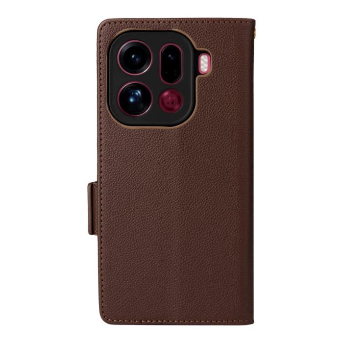 OEM - Litchi Oppo Find X9 Pro 5G Fodral Äkta Läder - Brun