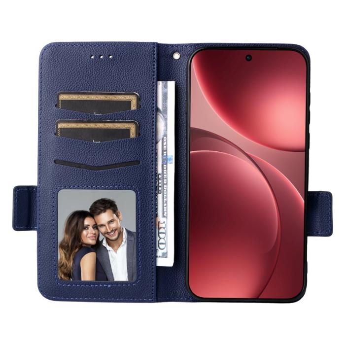 OEM - Litchi Oppo Find X9 Pro 5G Fodral Äkta Läder - Mörkblå