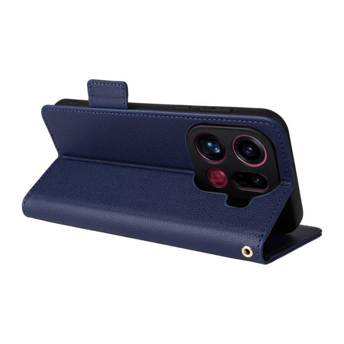 OEM - Litchi Oppo Find X9 Pro 5G Fodral Äkta Läder - Mörkblå