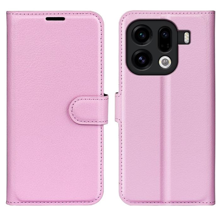 OEM - Litchi Oppo Find X9 Pro 5G Fodral Äkta Läder - Rosa