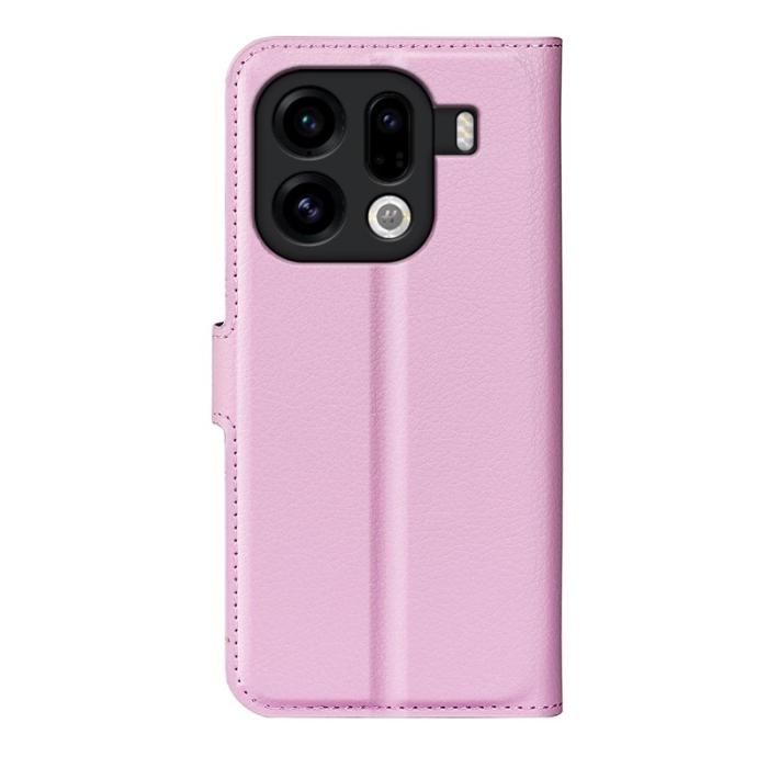 OEM - Litchi Oppo Find X9 Pro 5G Fodral Äkta Läder - Rosa