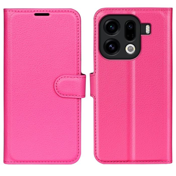 OEM - Litchi Oppo Find X9 Pro 5G Fodral Äkta Läder - Rosaröd