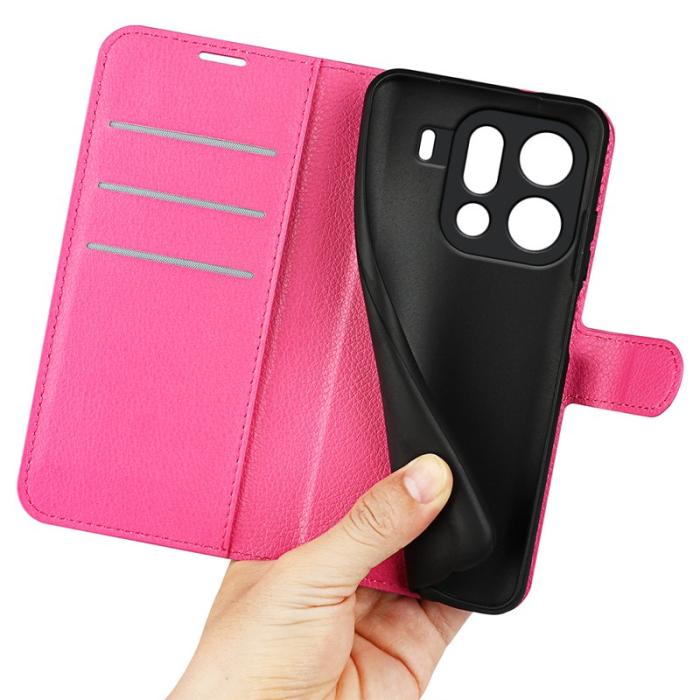 OEM - Litchi Oppo Find X9 Pro 5G Fodral Äkta Läder - Rosaröd