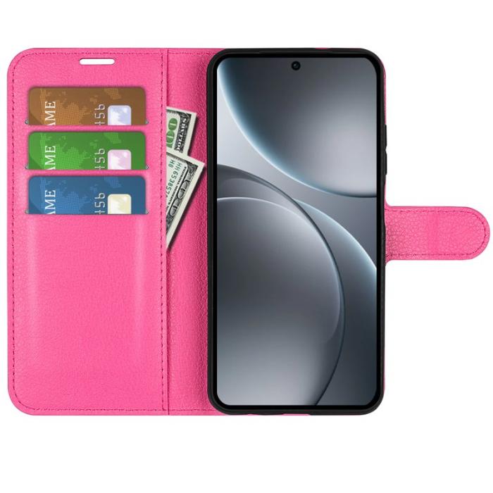 OEM - Litchi Oppo Find X9 Pro 5G Fodral Äkta Läder - Rosaröd