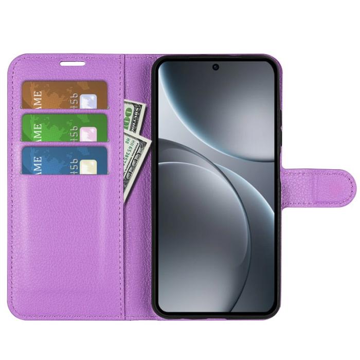 OEM - Litchi Oppo Find X9 Pro 5G Fodral Äkta Läder Skydd - Lila